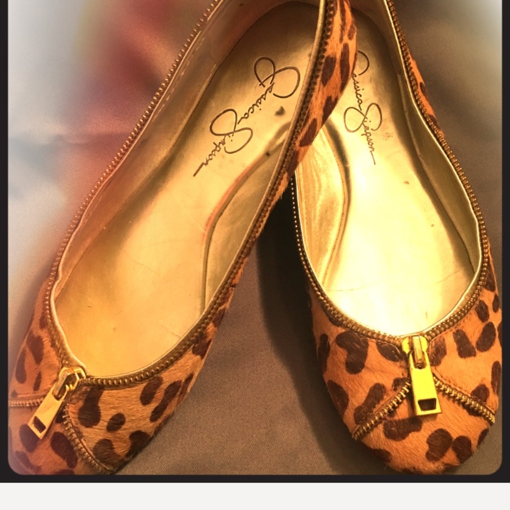 JESSICA SIMPSON calf hair animal print flats